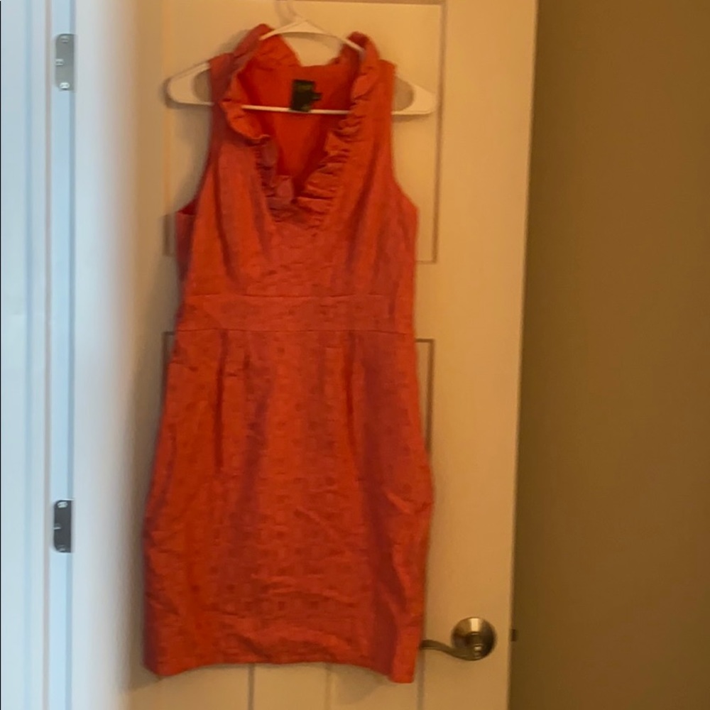 Taylor size 10 Hot Pink Ruffled Collar Dress